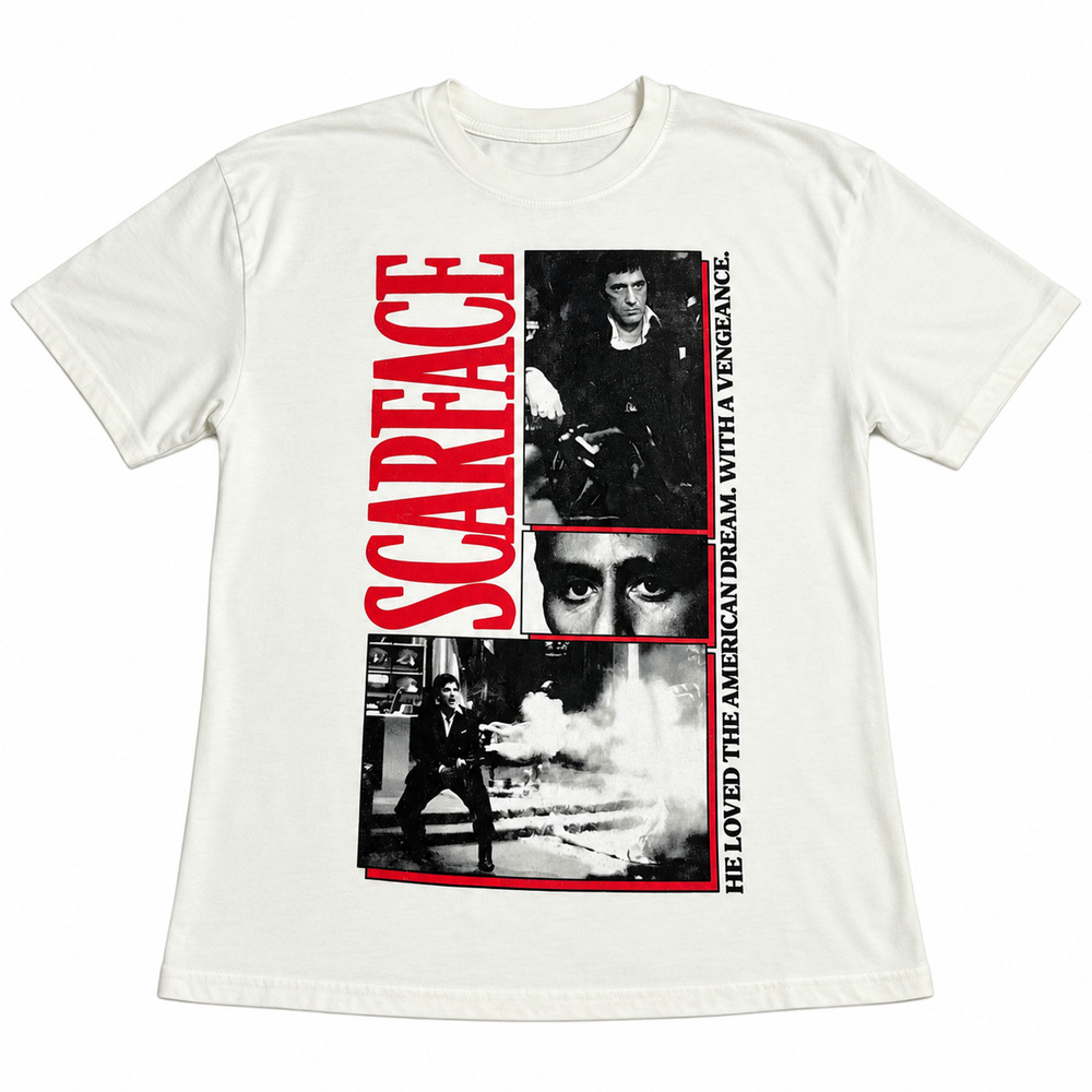 Scarface Tony Montana Graphic T Shirt Mens Small White Red Movie Tee Ripple Junc
